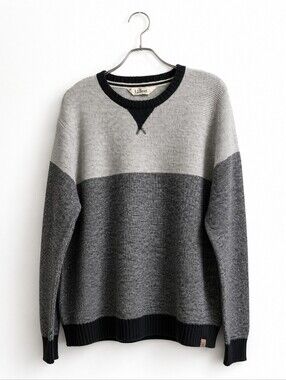 Tokyo Laundry Men's Gray Colorblock Knit Sweater Crew Neck Pullover Long Sleeve